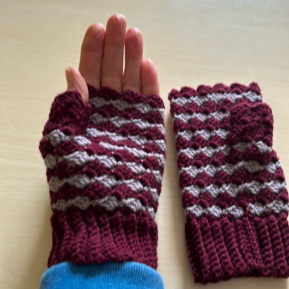 Handmade fingerless mittens